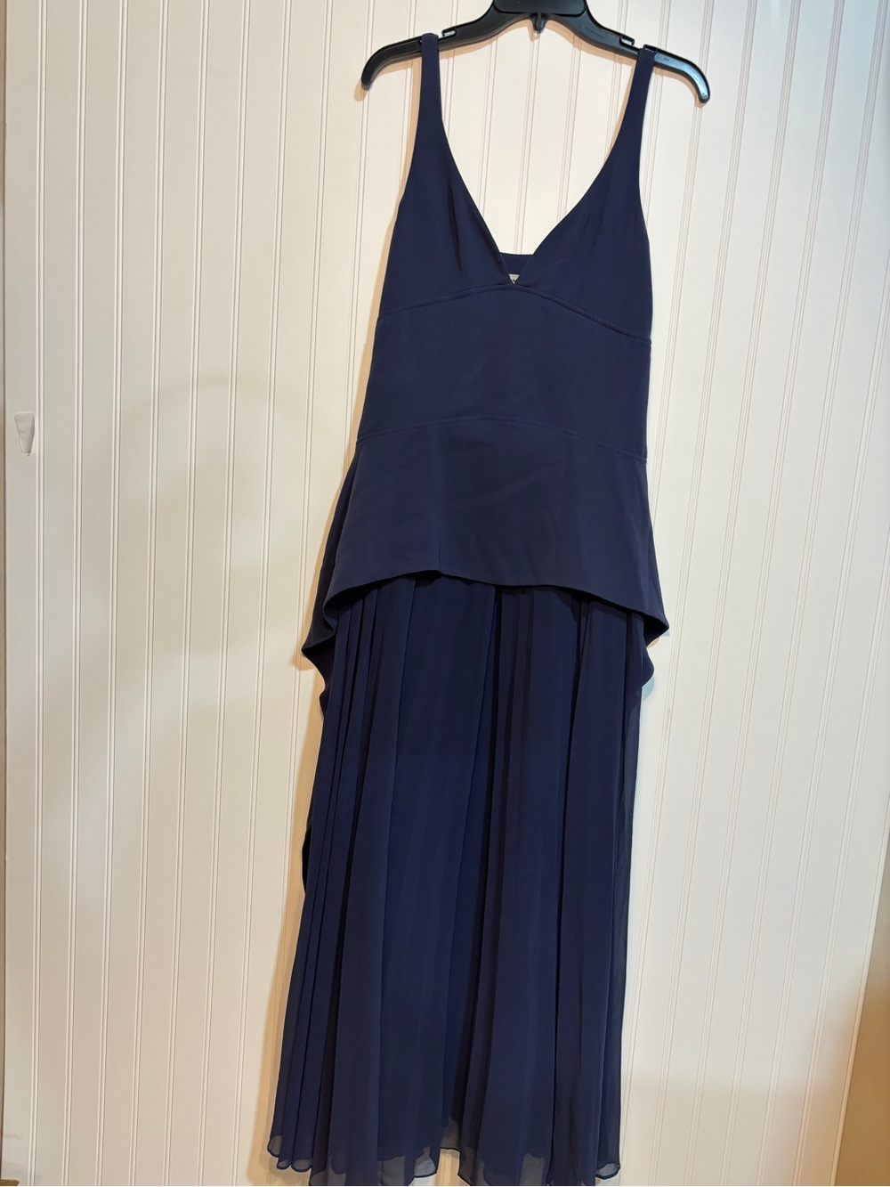 Slate Blue Maxi Dress with Pleated Skirt - Picture 4 of 6